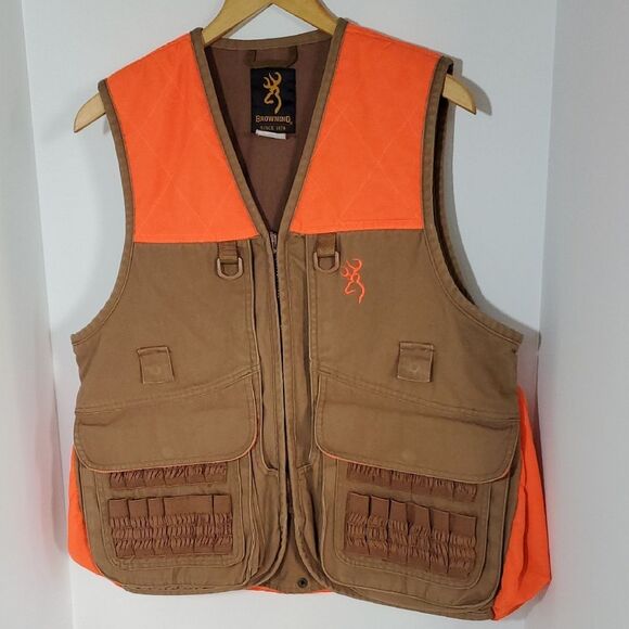 Browning Upland Vest Blaze Orange and Tan Pheasant Hunting Vest Men's S - Picture 1 of 14